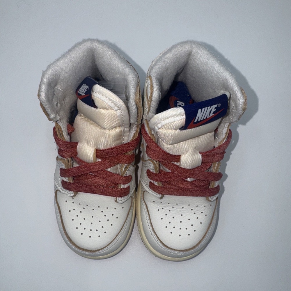 Jordan 1 Retro High OG Toddler Shoes Pale Ivory/Cinnabar New With Box Size 6c‎ - Picture 6 of 10